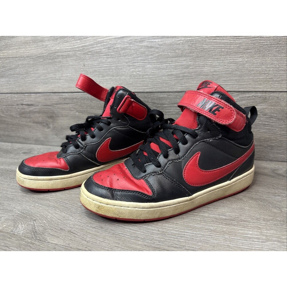 Nike Court Borough Mid 2 Shoes Youth Size 7Y Red Black Strap CD7782-602 - EUC